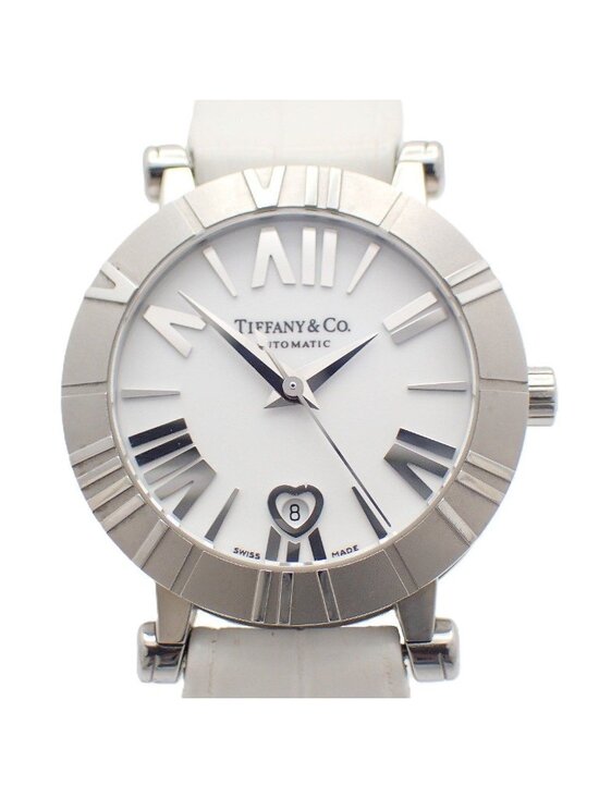 Tiffany & Co Atlas Date Automatic Watch White Dial Ceramic SS Leather Strap Pawn main image 5